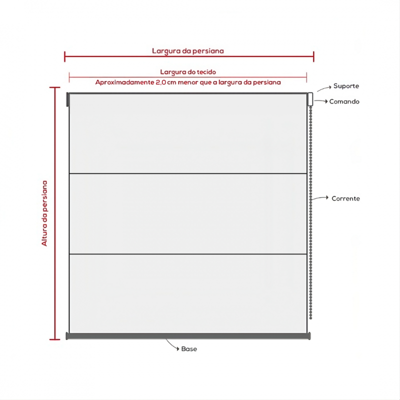 Persiana Romana (1,80Lar. x 1,50Alt.) Blackout Branco - Pronta Entrega